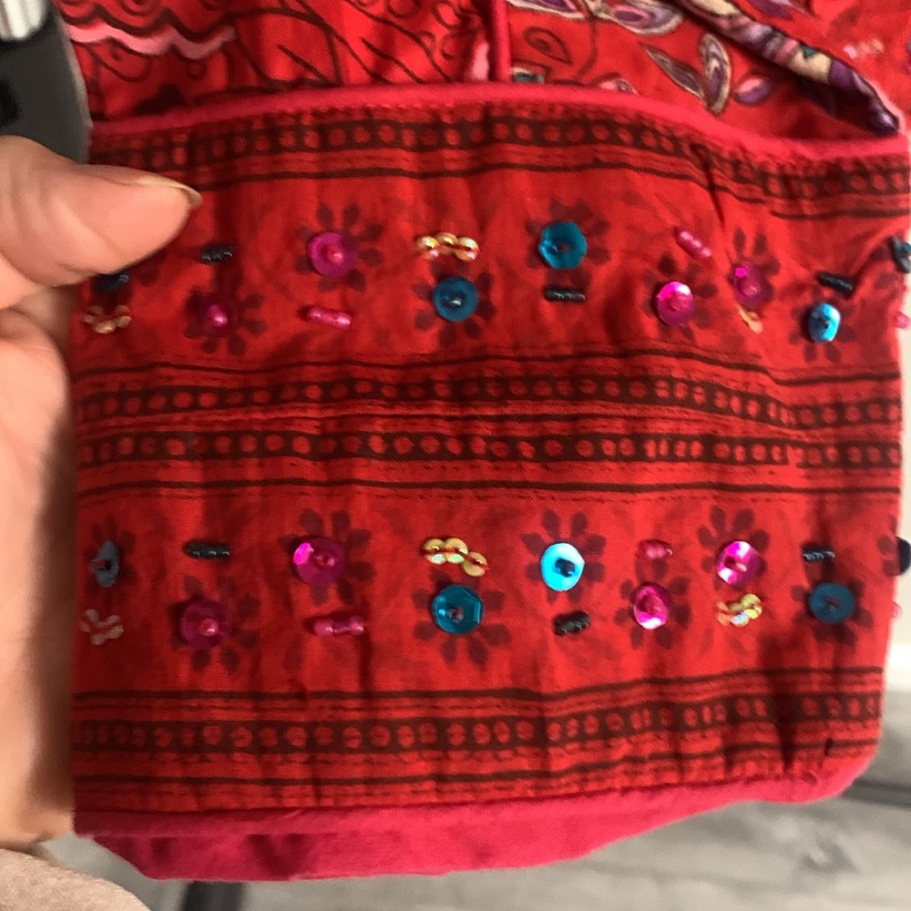 Phool Red Sequin Patchwork Jacket Size S - image 5